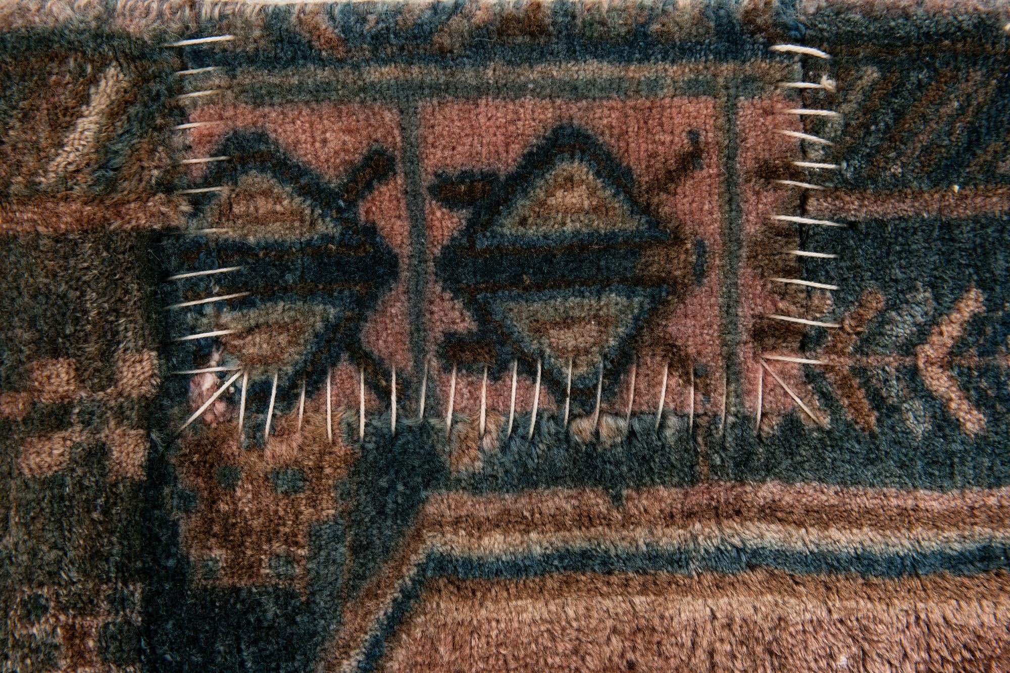 3' 8 x 8' 8 Hand Knotted Ultra Vintage Persian Wool Runner Rug
