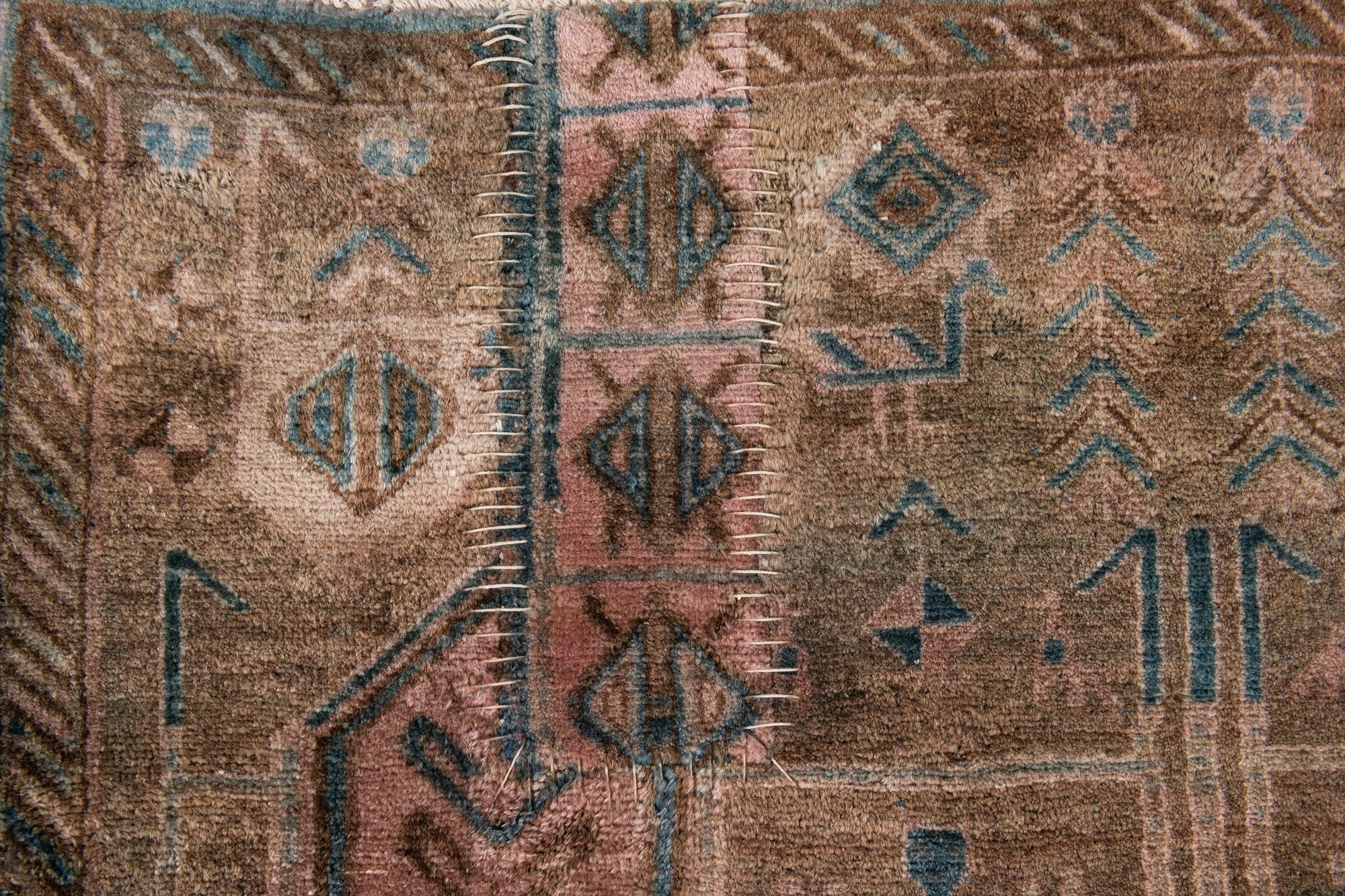 3' 8 x 8' 8 Hand Knotted Ultra Vintage Persian Wool Runner Rug