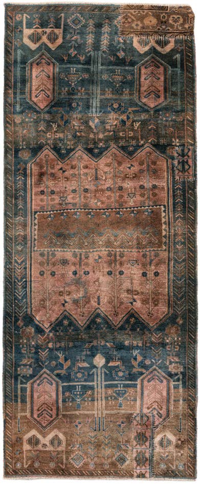 Detail image of 3' 8 x 8' 8 Hand Knotted Ultra Vintage Persian Wool Runner Rug