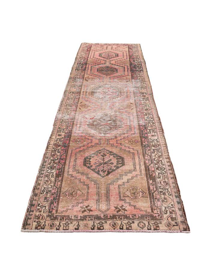 3' 7 x 10' 5 Hand Knotted Ultra Vintage Persian Wool Runner Rug