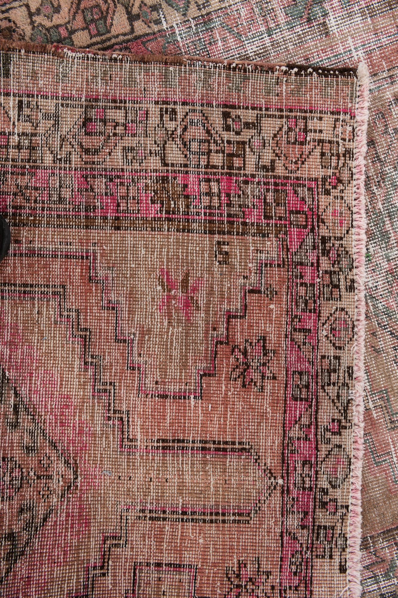 3' 7 x 10' 5 Hand Knotted Ultra Vintage Persian Wool Runner Rug