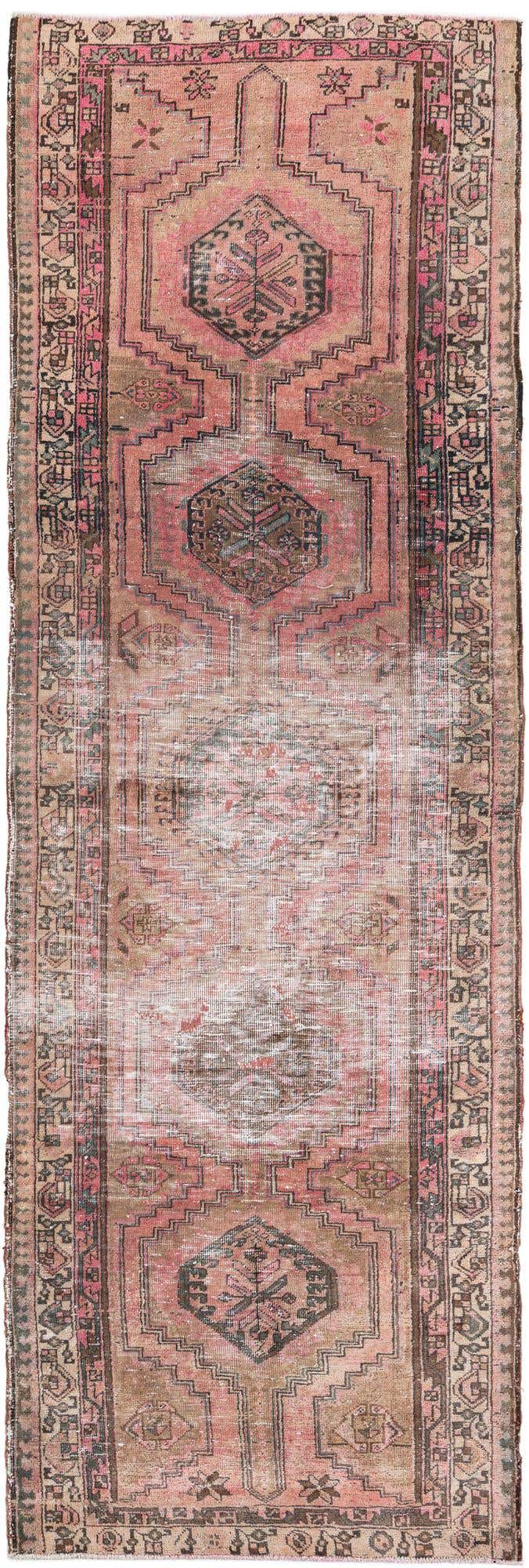 3' 7 x 10' 5 Hand Knotted Ultra Vintage Persian Wool Runner Rug