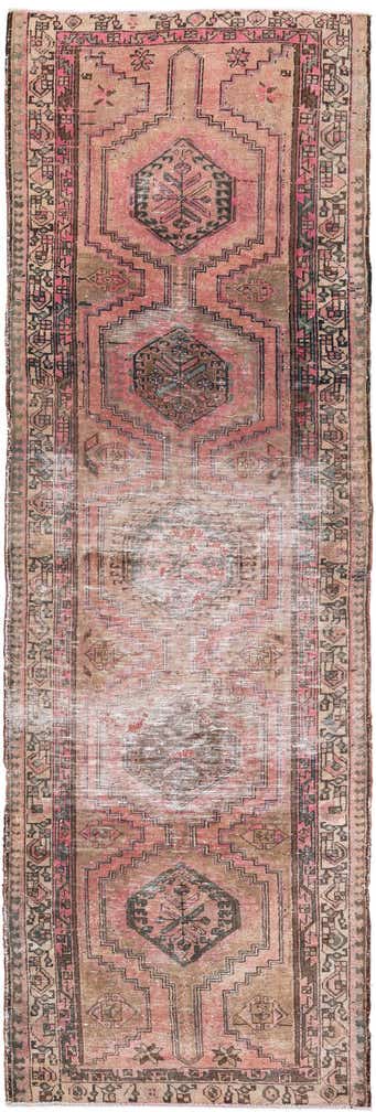 3' 7 x 10' 5 Hand Knotted Ultra Vintage Persian Wool Runner Rug