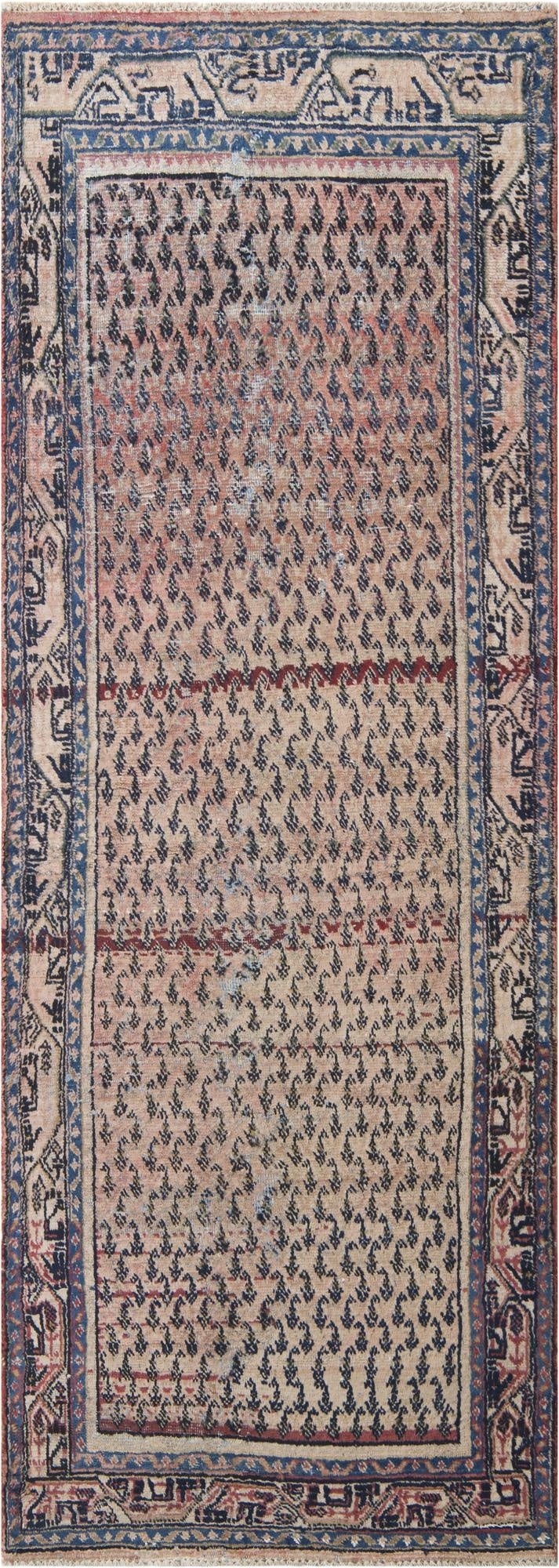 3' 7 x 9' 7  Hand Knotted Ultra Vintage Persian Wool Runner Rug