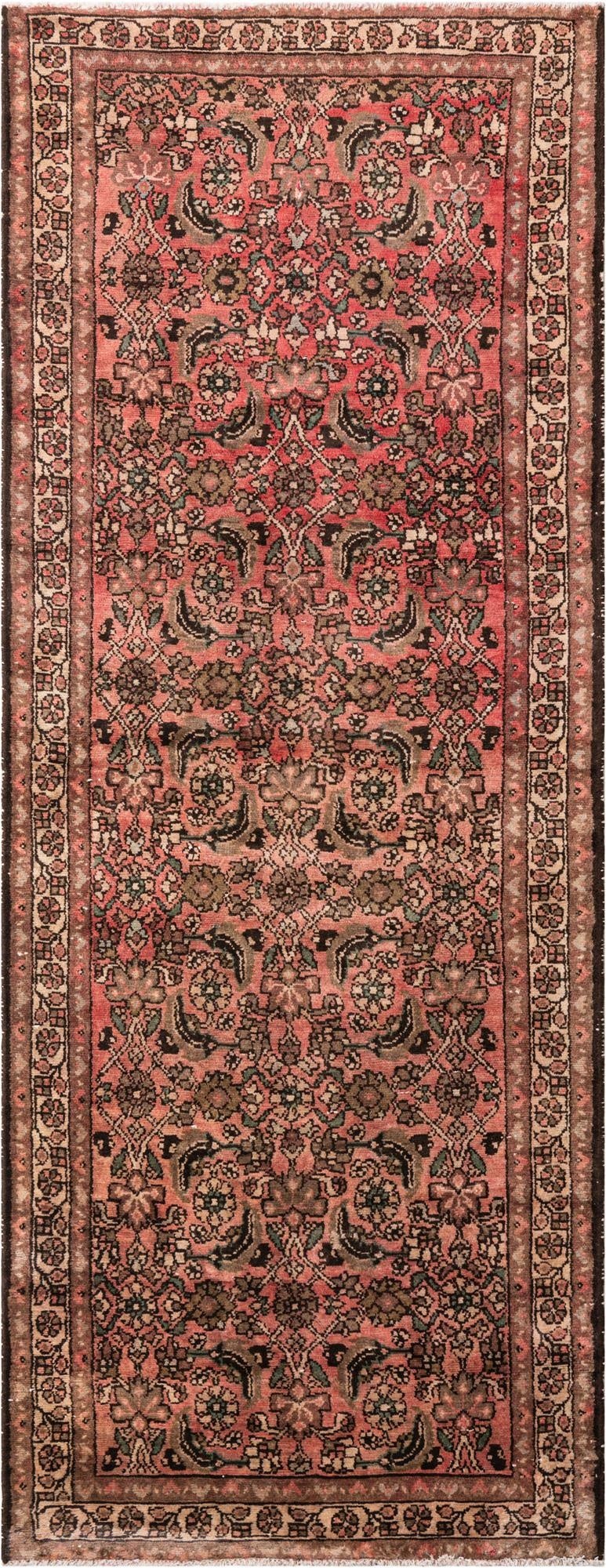 3' 8 x 9' 7  Hand Knotted Ultra Vintage Persian Wool Runner Rug