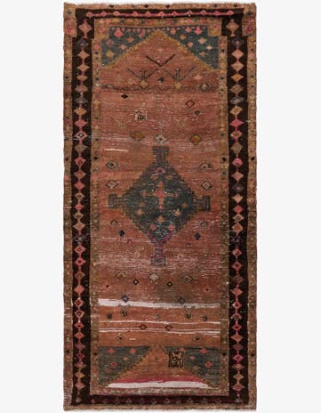 3' 7 x 7' 7 Hand Knotted Ultra Vintage Persian Wool Runner Rug