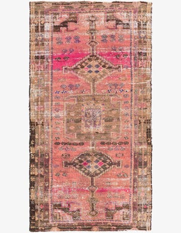 4' 3 x 8' 7 Hand Knotted Ultra Vintage Persian Wool Runner Rug