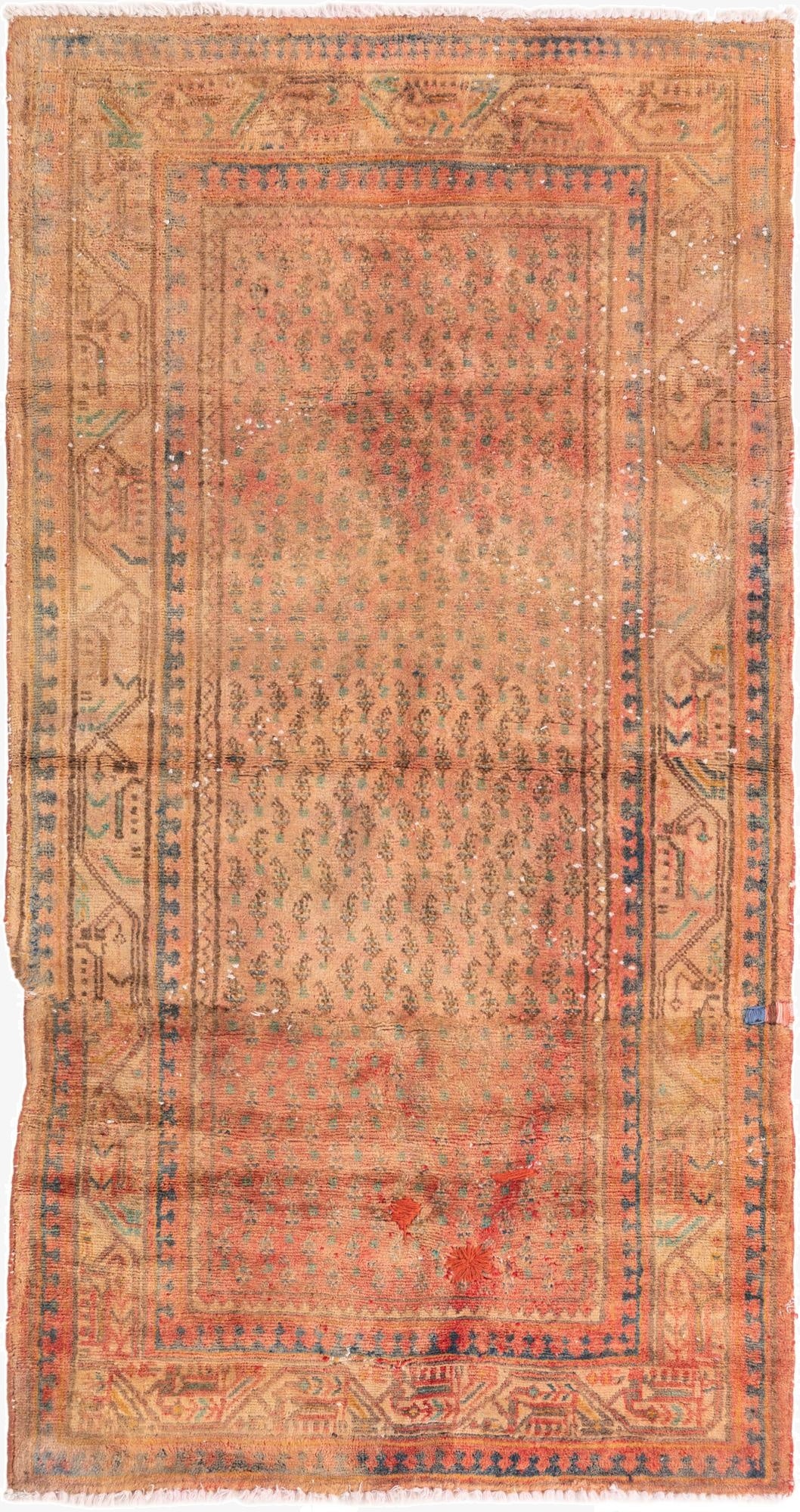 3' 7 x 6' 7  Hand Knotted Ultra Vintage Persian Wool Runner Rug