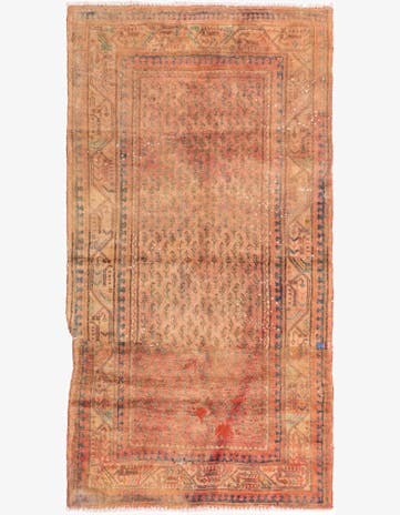 3' 7 x 6' 7 Hand Knotted Ultra Vintage Persian Wool Runner Rug