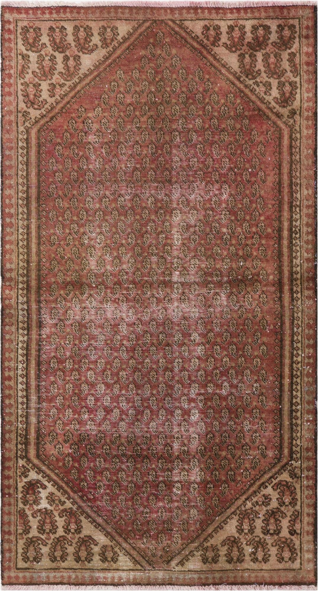 3' 3 x 6' 8  Hand Knotted Ultra Vintage Persian Wool Runner Rug