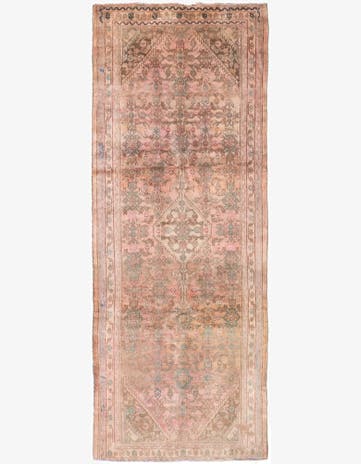 3' 9 x 9' 8 Hand Knotted Ultra Vintage Persian Wool Runner Rug