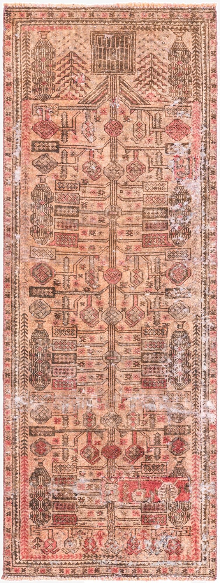2' 4 x 6' 2  Hand Knotted Ultra Vintage Persian Wool Runner Rug