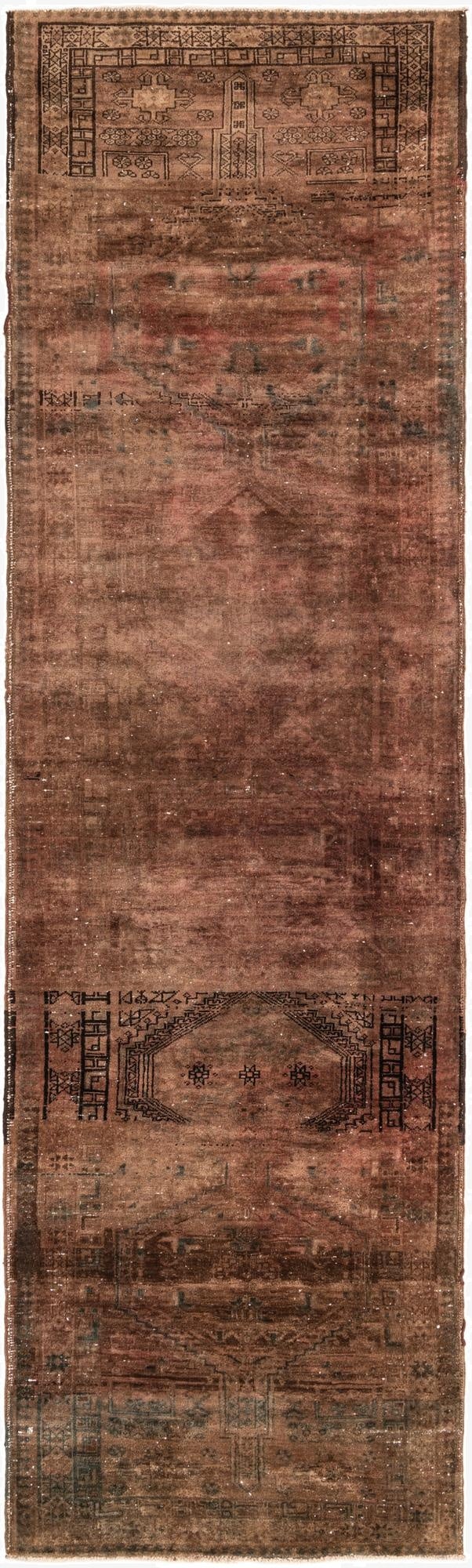 3' 6 x 11' 5  Hand Knotted Ultra Vintage Persian Wool Runner Rug