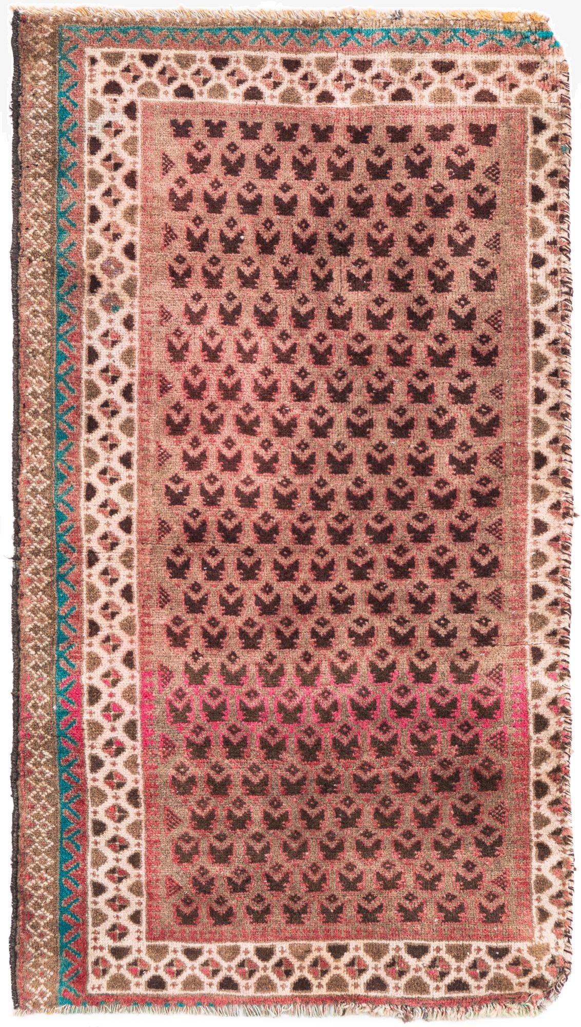 2' 1 x 4'  Hand Knotted Ultra Vintage Persian Wool Runner Rug