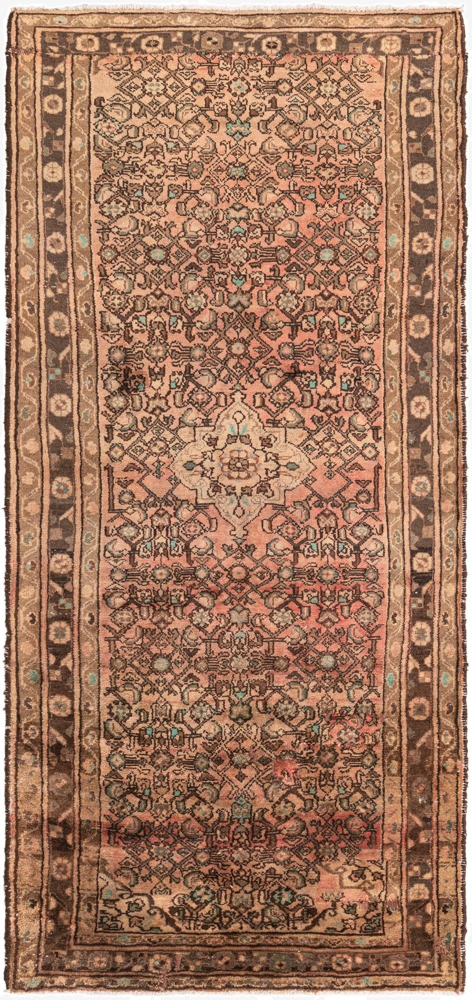 4' 2 x 9' 1  Hand Knotted Ultra Vintage Persian Wool Runner Rug