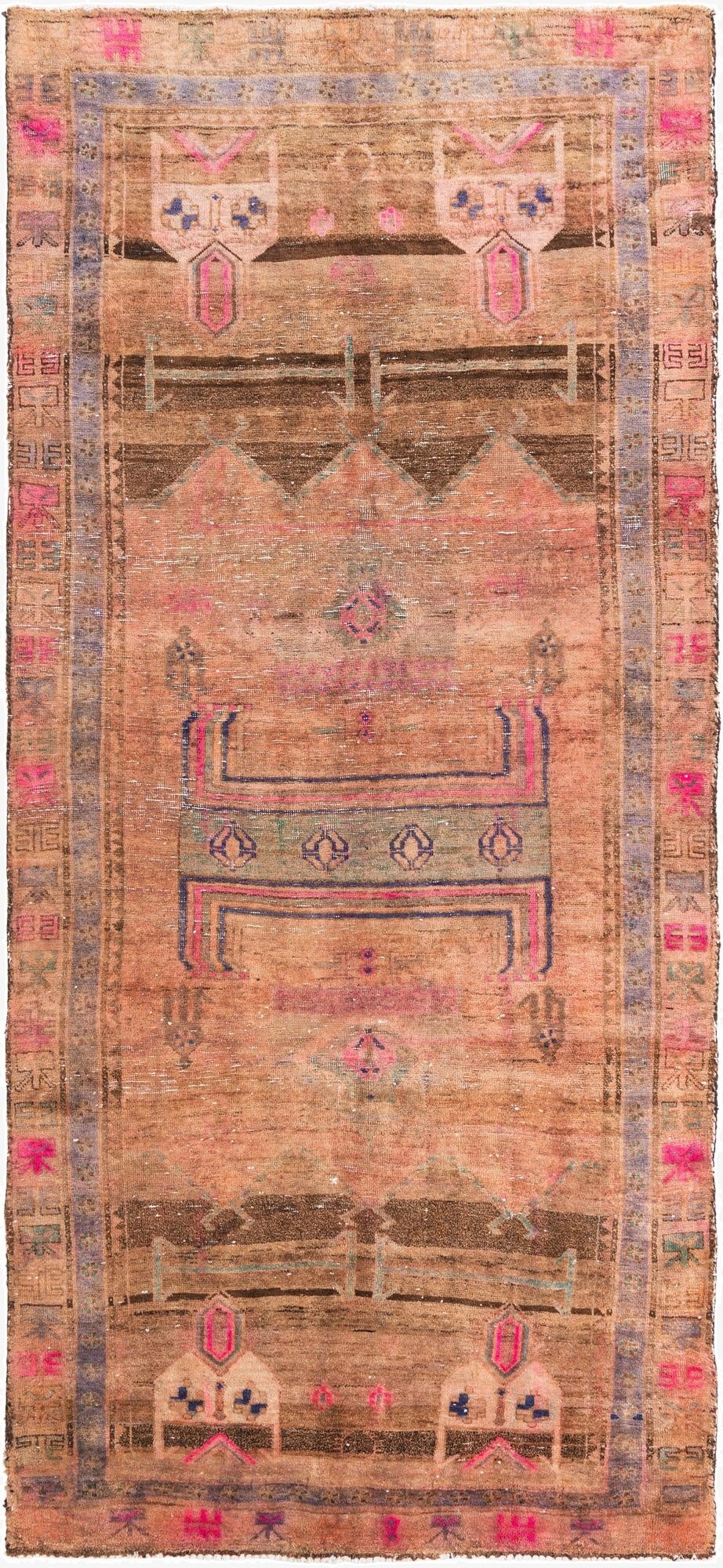 4' 7 x 10'  Hand Knotted Ultra Vintage Persian Wool Runner Rug