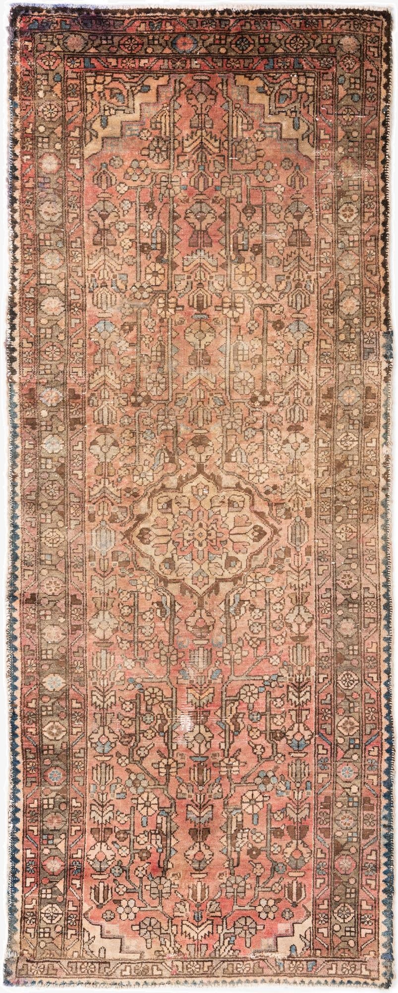 3' 10 x 9' 9  Hand Knotted Ultra Vintage Persian Wool Runner Rug