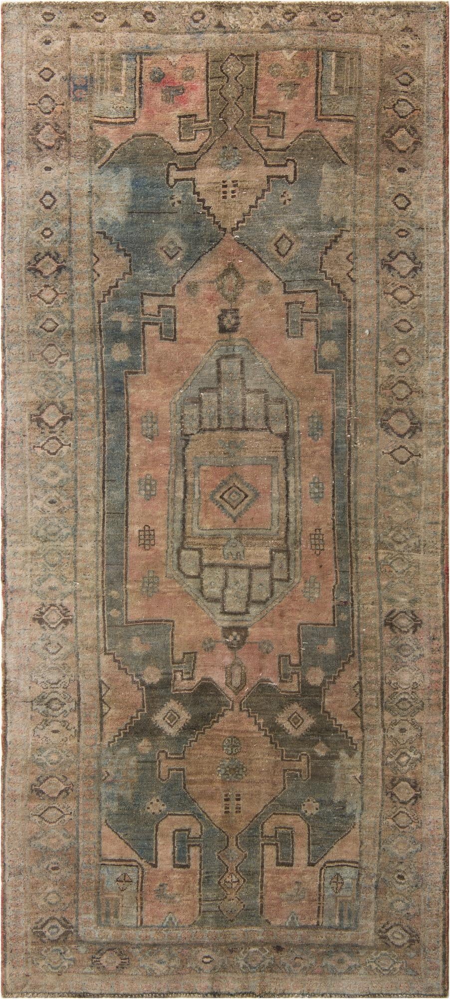 4' 4 x 9' 10  Hand Knotted Ultra Vintage Persian Wool Runner Rug