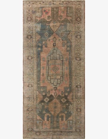 4' 4 x 9' 10 Hand Knotted Ultra Vintage Persian Wool Runner Rug