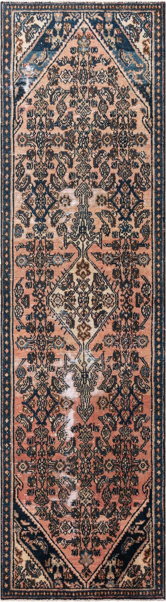 2' 8 x 9' 6  Hand Knotted Ultra Vintage Persian Wool Runner Rug