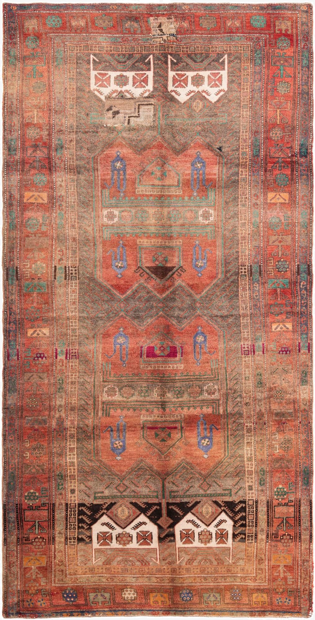 5' x 9' 8  Hand Knotted Ultra Vintage Persian Wool Runner Rug
