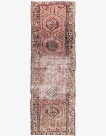 3' 7 x 10' 5 Hand Knotted Ultra Vintage Persian Wool Runner Rug