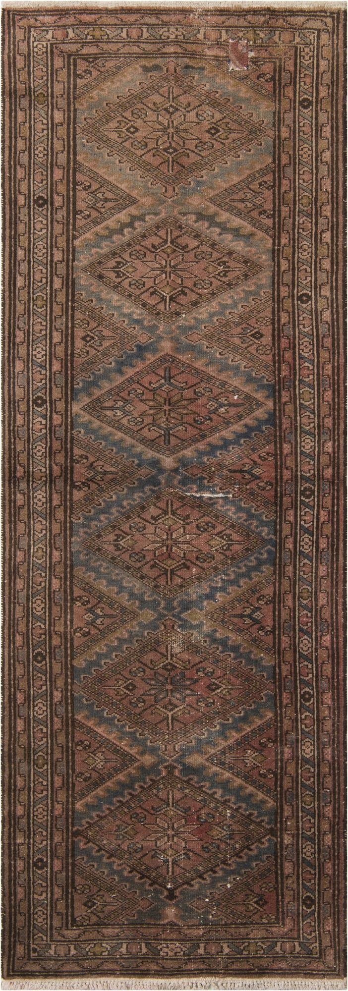 3' 6 x 9' 10  Hand Knotted Ultra Vintage Persian Wool Runner Rug