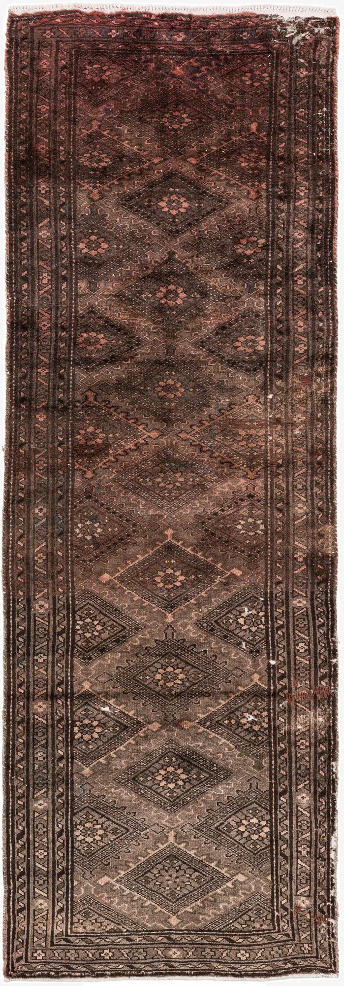 3' 6 x 9' 10  Hand Knotted Ultra Vintage Persian Wool Runner Rug