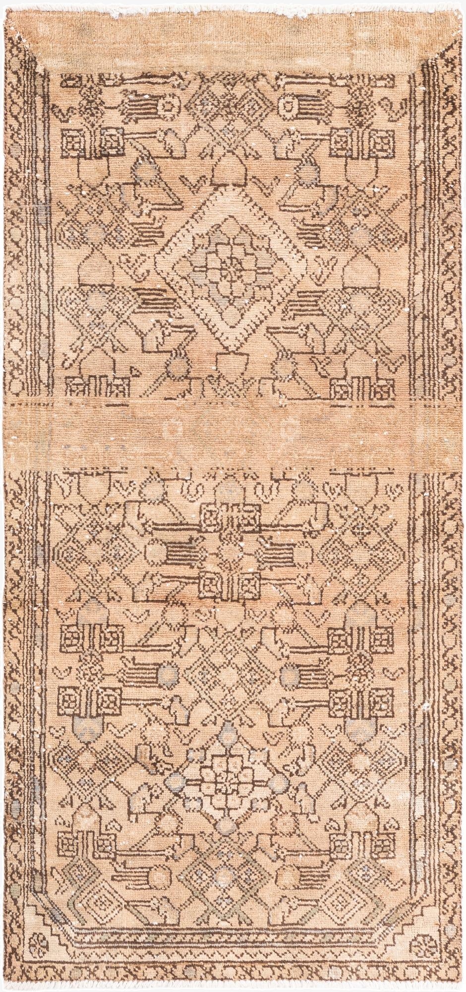 2' 10 x 6' 1  Hand Knotted Ultra Vintage Persian Wool Runner Rug