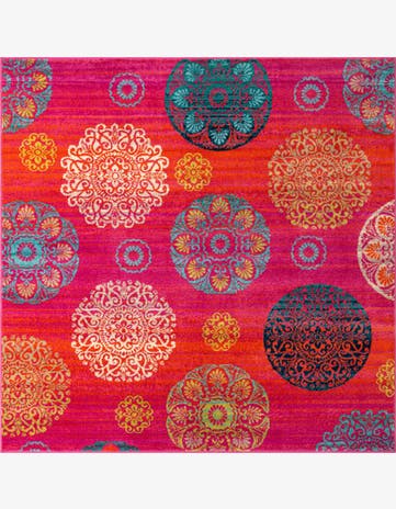 Rust Red Azalea Square Rug