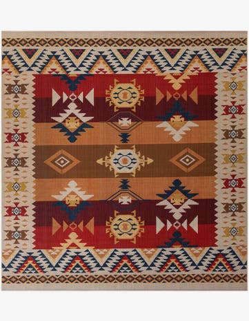 Rust Red Easy-Clean Baja Indoor / Outdoor Square Rug