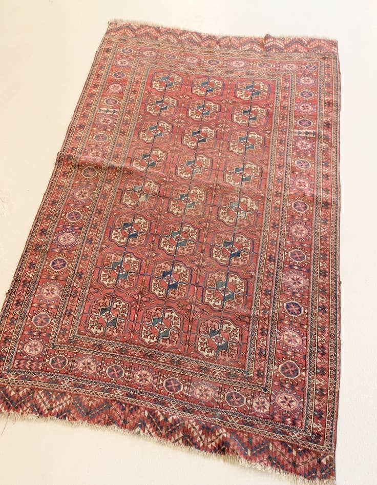 Detail image of 4' 4 x 5' 2 Hand Knotted Balouch Persian Wool Square Rug