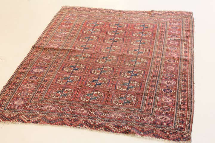 4' 4 x 5' 2 Hand Knotted Balouch Persian Wool Square Rug