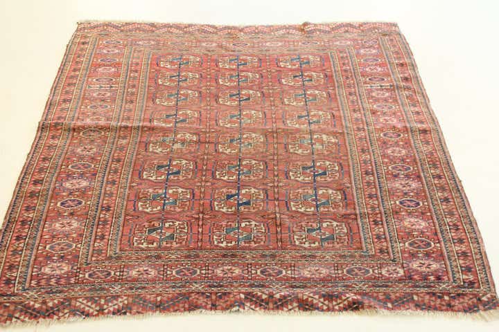 4' 4 x 5' 2 Hand Knotted Balouch Persian Wool Square Rug