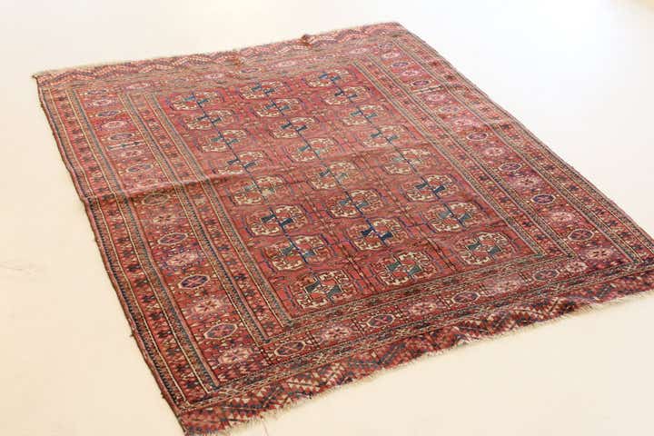 4' 4 x 5' 2 Hand Knotted Balouch Persian Wool Square Rug