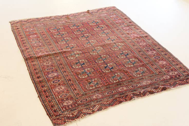 Detail image of 4' 4 x 5' 2 Hand Knotted Balouch Persian Wool Square Rug