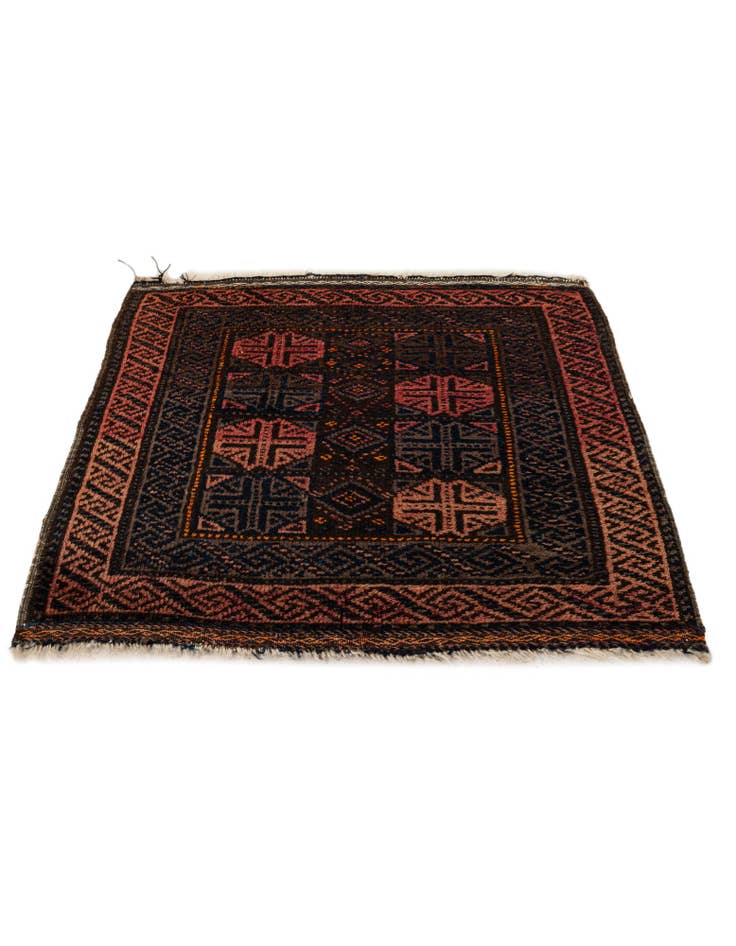 Detail image of 2' 2 x 2' 4  Hand Knotted Balouch Persian Wool Square Rug