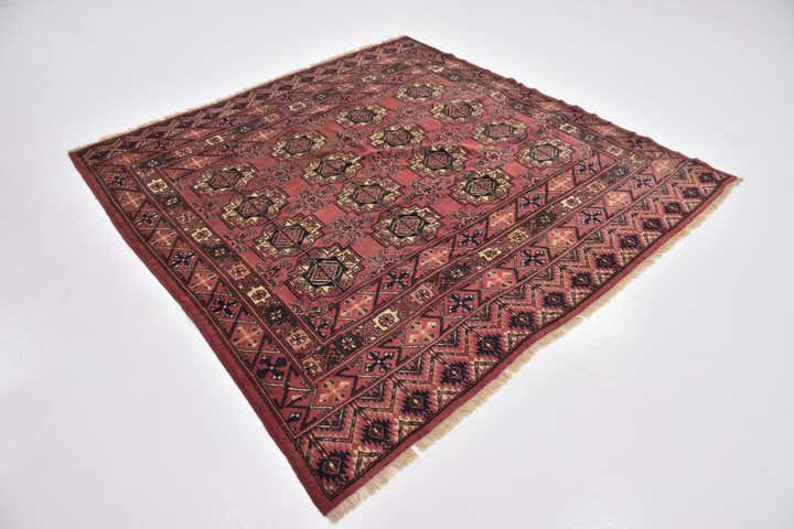 6' 3 x 6' 4 Hand Knotted Bokhara Wool Square Rug
