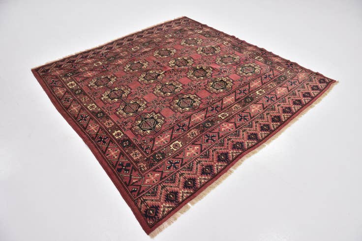 Detail image of 6' 3 x 6' 4 Hand Knotted Bokhara Wool Square Rug