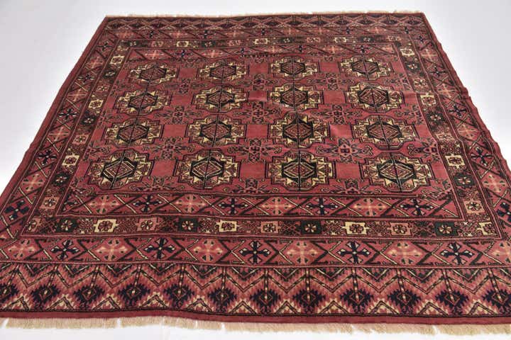6' 3 x 6' 4 Hand Knotted Bokhara Wool Square Rug