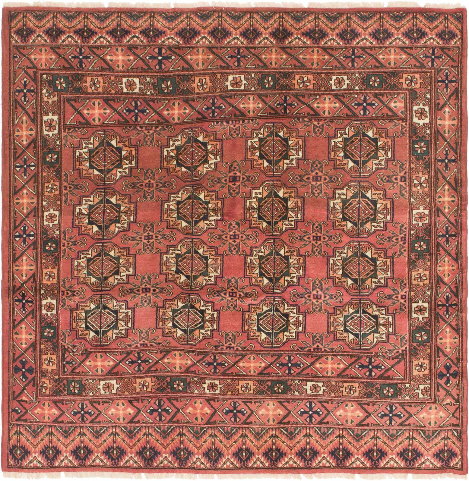 6' 3 x 6' 4 Hand Knotted Bokhara Wool Square Rug