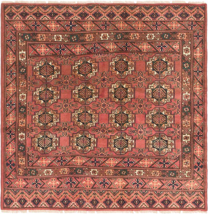 6' 3 x 6' 4 Hand Knotted Bokhara Wool Square Rug