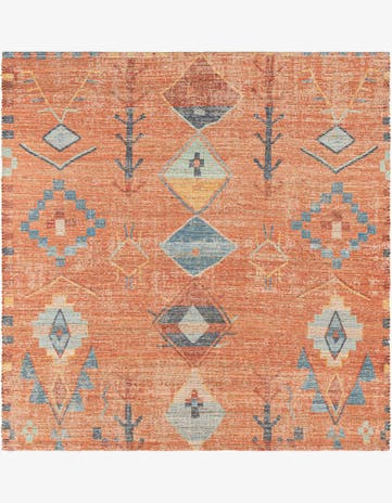 Rust Red Hand Woven Chenille Jute Square Rug