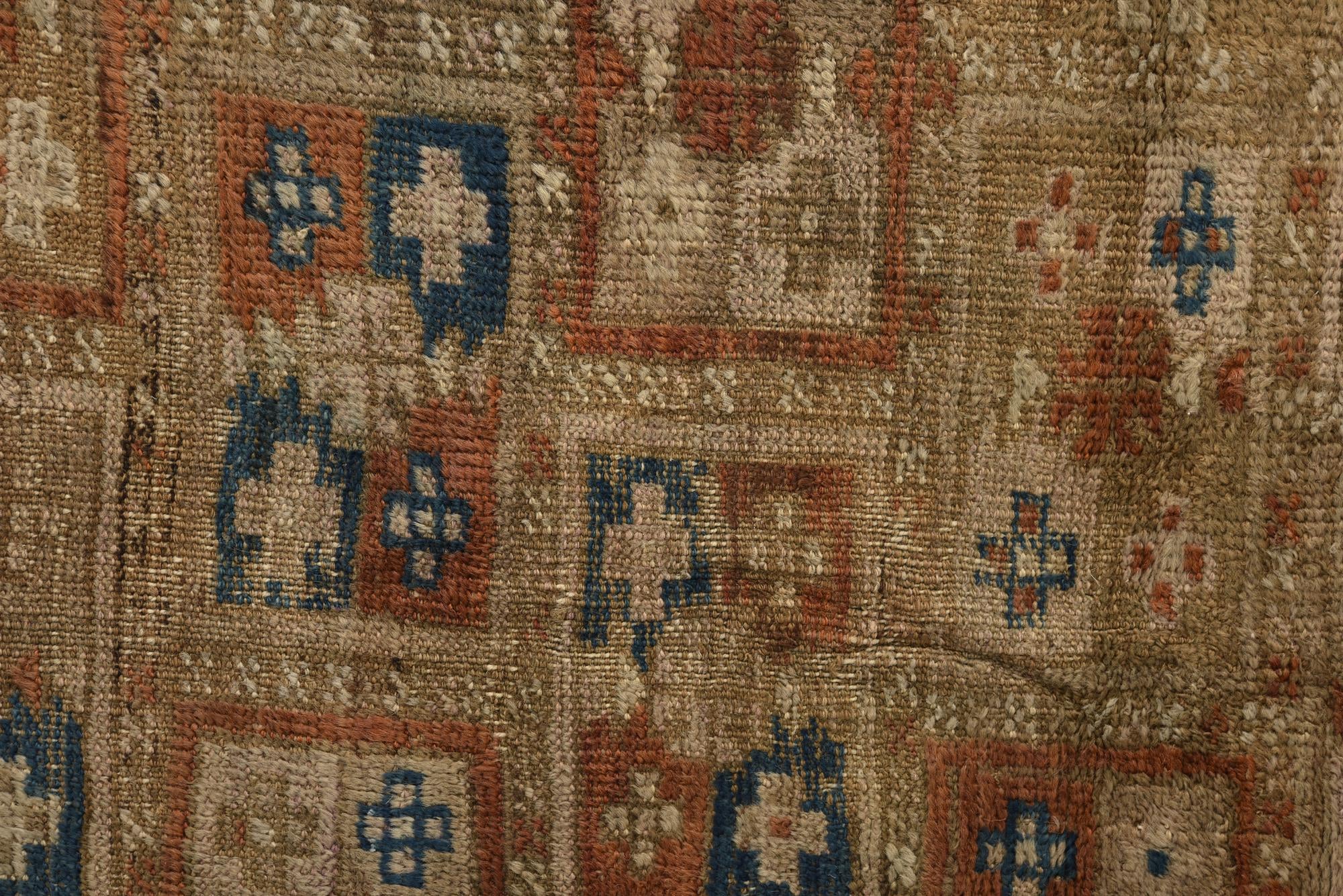 3' 10 x 4' 5 Hand Knotted Hamedan Persian Wool Square Rug