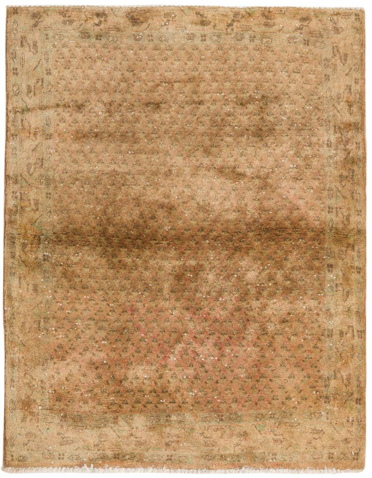 Detail image of 3' 8 x 4' 10 Hand Knotted Hamedan Persian Wool Square Rug