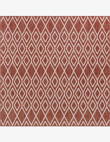 Rust Red Easy-Clean Jill Zarin Turks and Caicos Indoor / Outdoor Square Rug