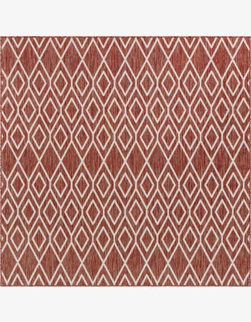 Rust Red Easy-Clean Jill Zarin Turks and Caicos Indoor / Outdoor Square Rug