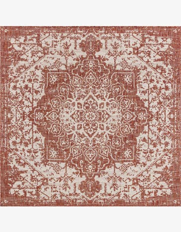 Rust Red Easy-Clean Jill Zarin Dubai Indoor / Outdoor Square Rug