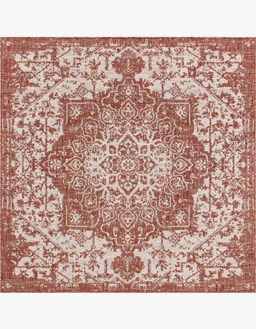 Rust Red Easy-Clean Jill Zarin Dubai Indoor / Outdoor Square Rug