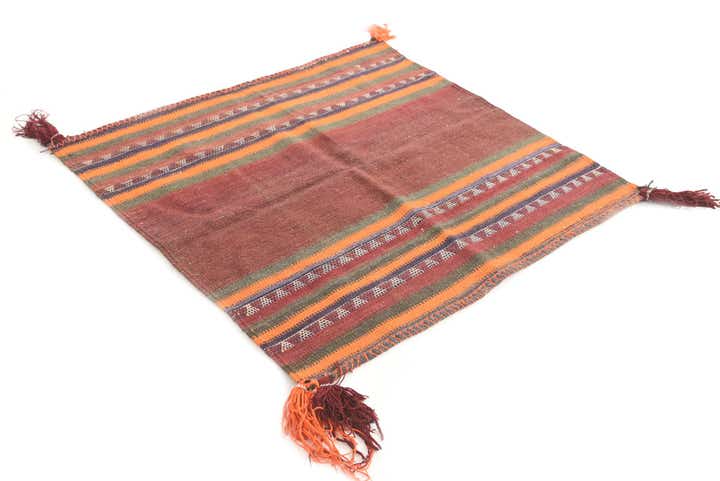 3' 7 x 3' 8 Hand Woven Kilim Afghan Wool Square Rug